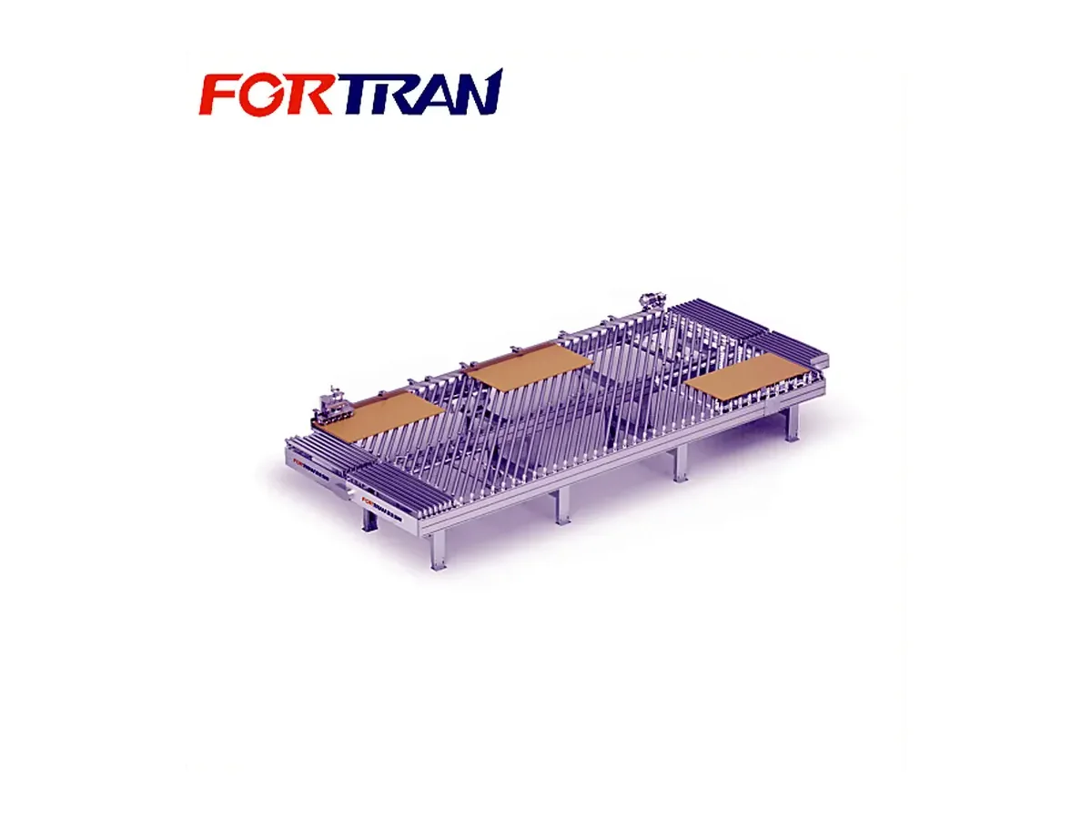 Double-Row Inclined Roller Conveyor for Edge-Banding Lines
