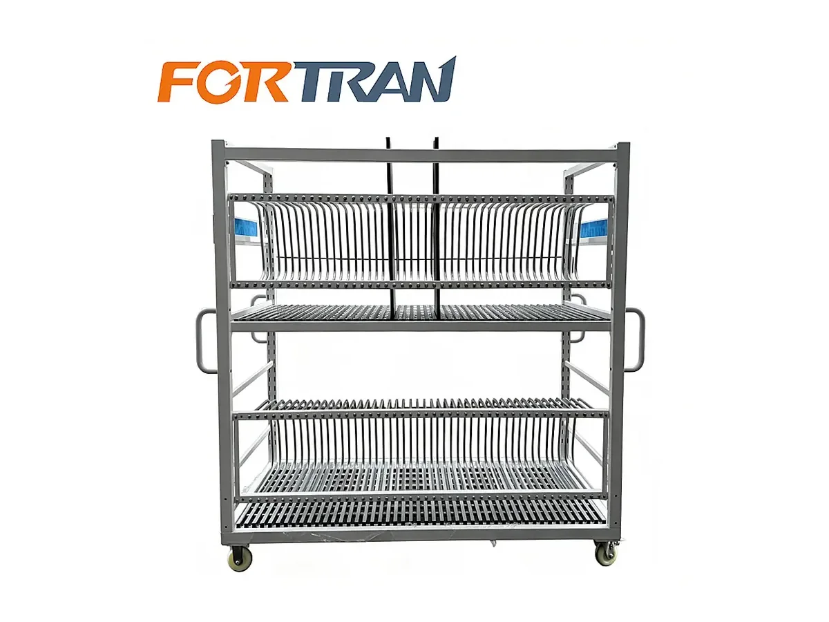 Double-Tier Slat-Style Scrap Rack for Furniture Factories